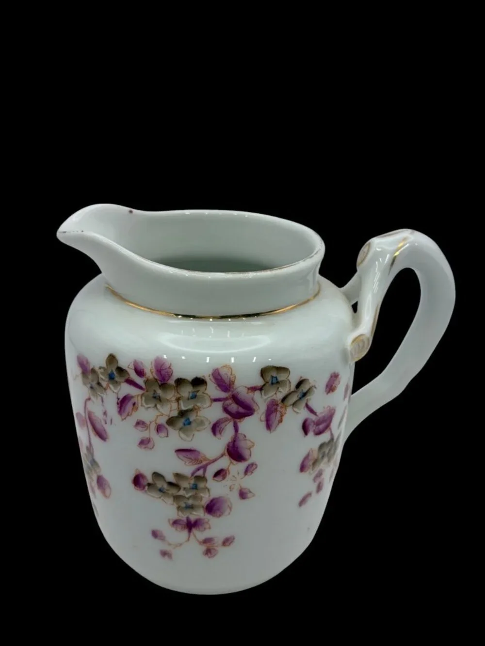 Vintage Porcelain Creamer Pitcher Floral Gold Trim Riga RPR 1974 European